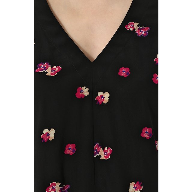 фото Шелковый топ с плиссированной оборкой и принтом rebecca taylor