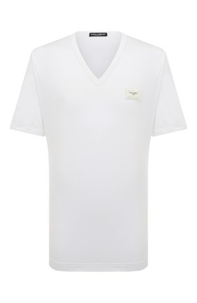 Мужская хлопковая футболка DOLCE & GABBANA белого цвета по цене 36300 руб., арт. G8I03T/FU7EQ | Фото 1 Мужская хлопковая футболка DOLCE & GABBANA белого цвета, арт. G8I03T/FU7EQ | Фото 1 (Длина (для топов): Стандартные; Мужское Кросс-КТ: Футболка-одежда; Материал внешний: Хлопок; Рукава: Короткие; Принт: Без принта; Стили: Кэжуэл; Статус проверки: Проверена категория)