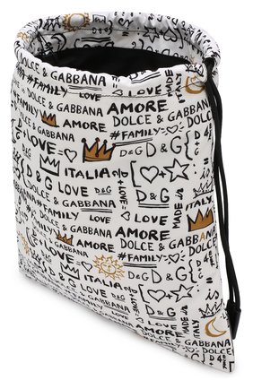 Детская текстильный рюкзак с принтом DOLCE & GABBANA белого цвета по цене 17200 руб., арт. EM0050/AN626 | Фото 3 Детская текстильный рюкзак с принтом DOLCE & GABBANA белого цвета, арт. EM0050/AN626 | Фото 3