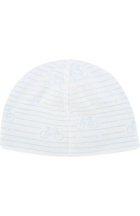 Детского хлопковая шапка с принтом ARMANI JUNIOR голубого цвета, арт. 404113/8P512 | Фото 2 (Материал: Хлопок, Текстиль; Статус проверки: Проверено, Проверена категория)