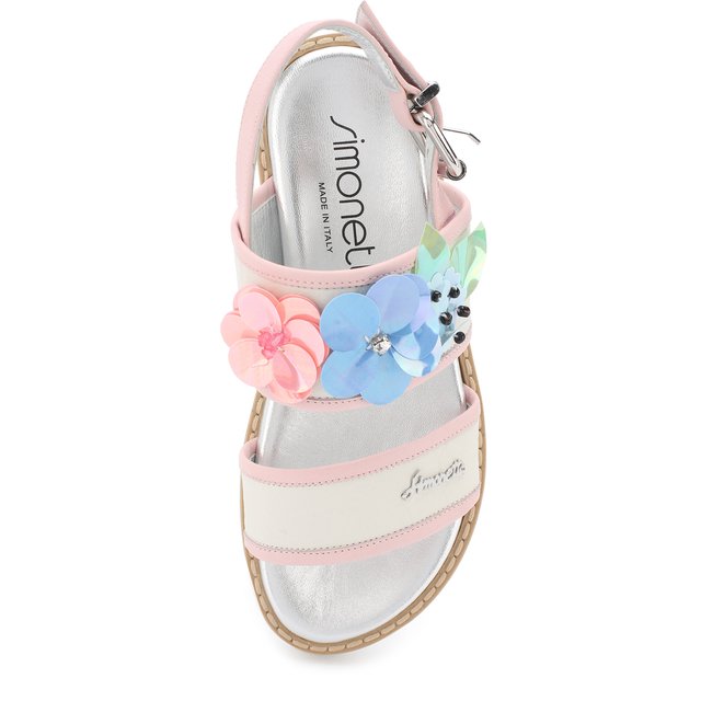 Кожаные сандалии на ремешке с цветочным декором Simonetta 54759/28-35 Фото 4