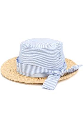 Детская шляпа из рафии с текстильной отделкой с бантом ARMANI JUNIOR голубого цвета по цене 7995 руб., арт. 394543/8P504 | Фото 2 Детская шляпа из рафии с текстильной отделкой с бантом ARMANI JUNIOR голубого цвета, арт. 394543/8P504 | Фото 2