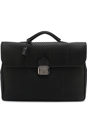 Мужской черный кожаный портфель с плечевым ремнем Ermenegildo Zegna, арт. C1333P-PTA купить в ЦУМ | Фото №1 Кожаный портфель с плечевым ремнем Ermenegildo Zegna черный | Фото №1