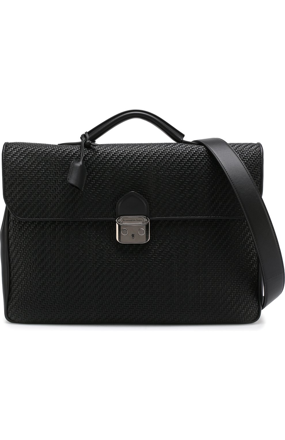Мужской черный кожаный портфель с плечевым ремнем Ermenegildo Zegna, арт. C1333P-PTA купить в ЦУМ | Фото №5 Кожаный портфель с плечевым ремнем Ermenegildo Zegna черный | Фото №5
