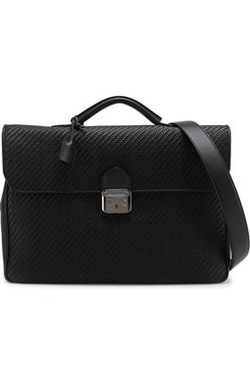 Мужской черный кожаный портфель с плечевым ремнем Ermenegildo Zegna, арт. C1333P-PTA купить в ЦУМ | Фото №5 Кожаный портфель с плечевым ремнем Ermenegildo Zegna черный | Фото №5