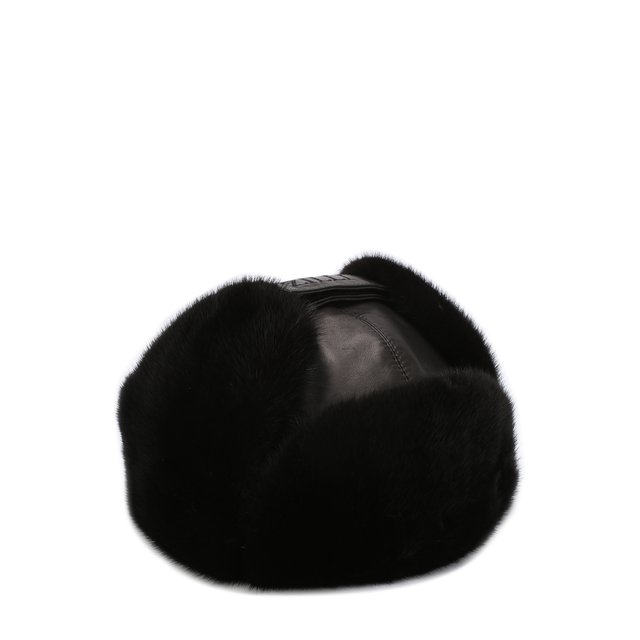 фото Кожаная шапка-ушанка с меховой отделкой zilli