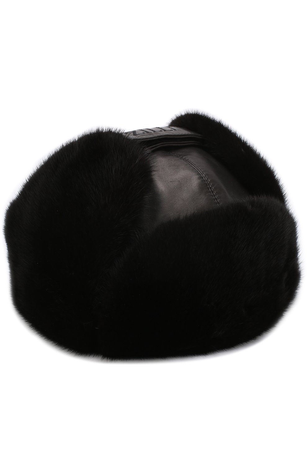 Мужская кожаная шапка-ушанка с меховой отделкой ZILLI темно-синего цвета, арт. MHQ-0RS00-01005/1002 | Фото 1 (Материал: Натуральная кожа, Натуральный мех)