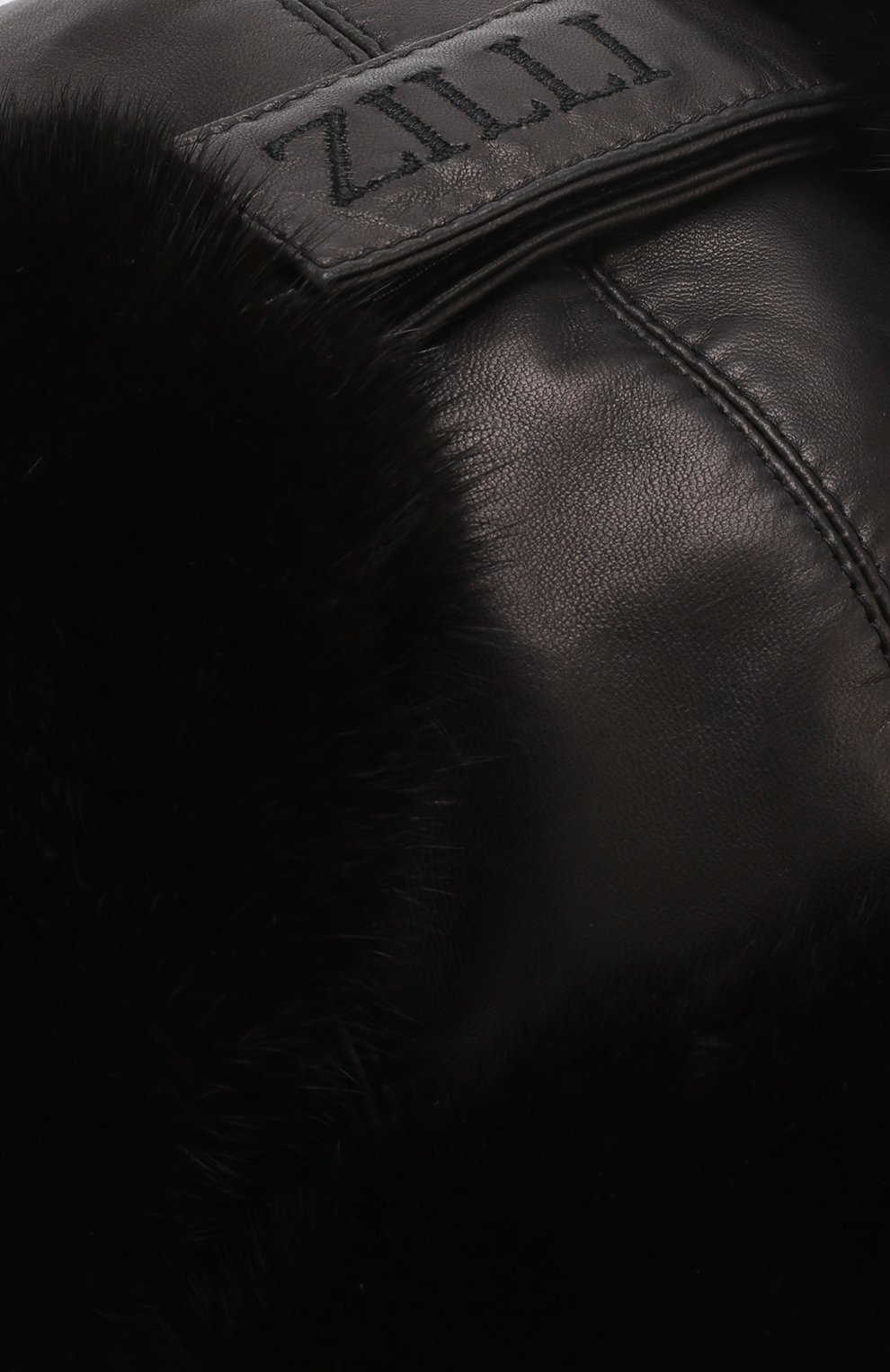 Мужская кожаная шапка-ушанка с меховой отделкой ZILLI темно-синего цвета, арт. MHQ-0RS00-01005/1002 | Фото 5 (Материал: Натуральная кожа, Натуральный мех)