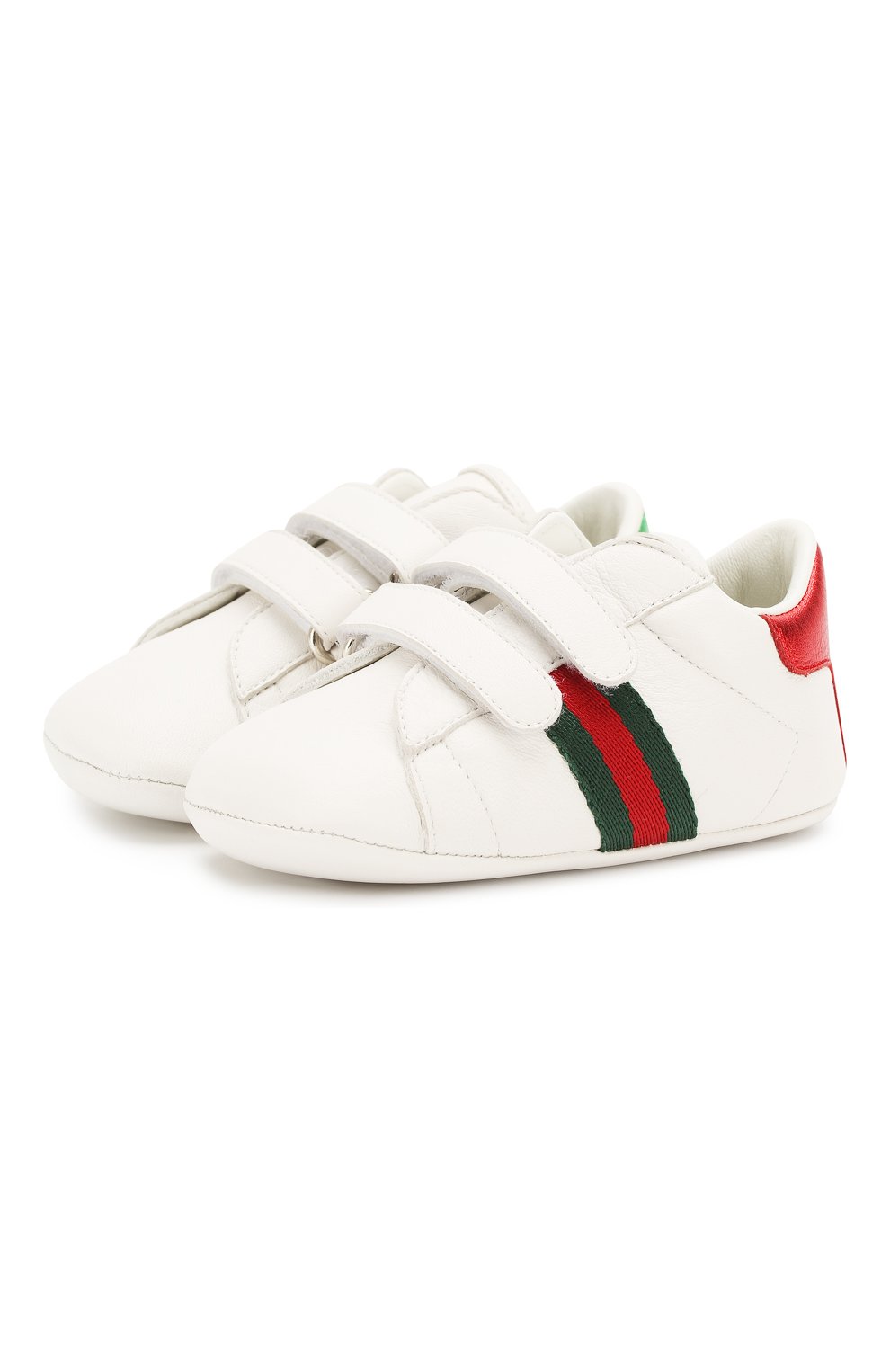 Детского кожаные пинетки GUCCI белого цвета, арт. 500852/BKPT0 | Фото 1