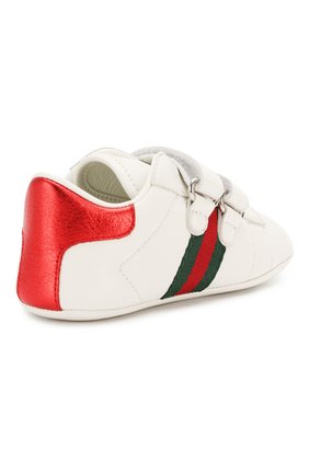 Детского кожаные пинетки GUCCI белого цвета по цене 12700 руб., арт. 500852/BKPT0 | Фото 3 Детского кожаные пинетки GUCCI белого цвета, арт. 500852/BKPT0 | Фото 3