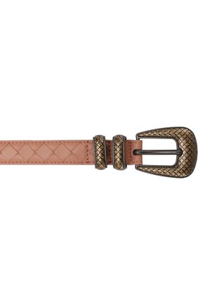 Женский кожаный ремень с плетением intrecciato и металлической пряжкой BOTTEGA VENETA розового цвета по цене 45400 руб., арт. 510301/V00AT | Фото 3 Женский кожаный ремень с плетением intrecciato и металлической пряжкой BOTTEGA VENETA розового цвета, арт. 510301/V00AT | Фото 3