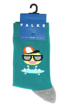 Детские носки с принтом FALKE зеленого цвета, арт. 12138 | Фото 1 (Материал: Синтетический материал, Хлопок, Текстиль; Статус проверки: Проверена категория, Требуются правки; Кросс-КТ: Носки)