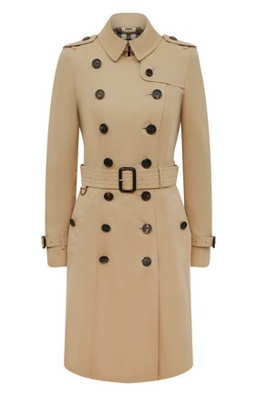 Женский двубортный хлопковый тренч с поясом и погонами BURBERRY бежевого цвета по цене 138000 руб., арт. 4013316 | Фото 1 Женский двубортный хлопковый тренч с поясом и погонами BURBERRY бежевого цвета, арт. 4013316 | Фото 1