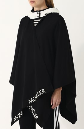 Женская хлопковое пончо с контрастным капюшоном MONCLER черного цвета по цене 59100 руб., арт. D1-093-00859-00-809AB | Фото 3 Женская хлопковое пончо с контрастным капюшоном MONCLER черного цвета, арт. D1-093-00859-00-809AB | Фото 3