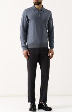 Мужское шерстяное поло BRIONI голубого цвета по цене 89100 руб., арт. UMR30S/PZK03 | Фото 2 Мужское шерстяное поло BRIONI голубого цвета, арт. UMR30S/PZK03 | Фото 2 (Статус проверки: Проверена категория; Материал внешний: Шерсть; Длина (для топов): Стандартные; Рукава: Длинные; Застежка: Пуговицы; Кросс-КТ: Трикотаж)