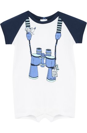 Детское хлопковый песочник с принтом MARC JACOBS (THE) белого цвета по цене 7405 руб., арт. W94058 | Фото 1 Детское хлопковый песочник с принтом MARC JACOBS (THE) белого цвета, арт. W94058 | Фото 1