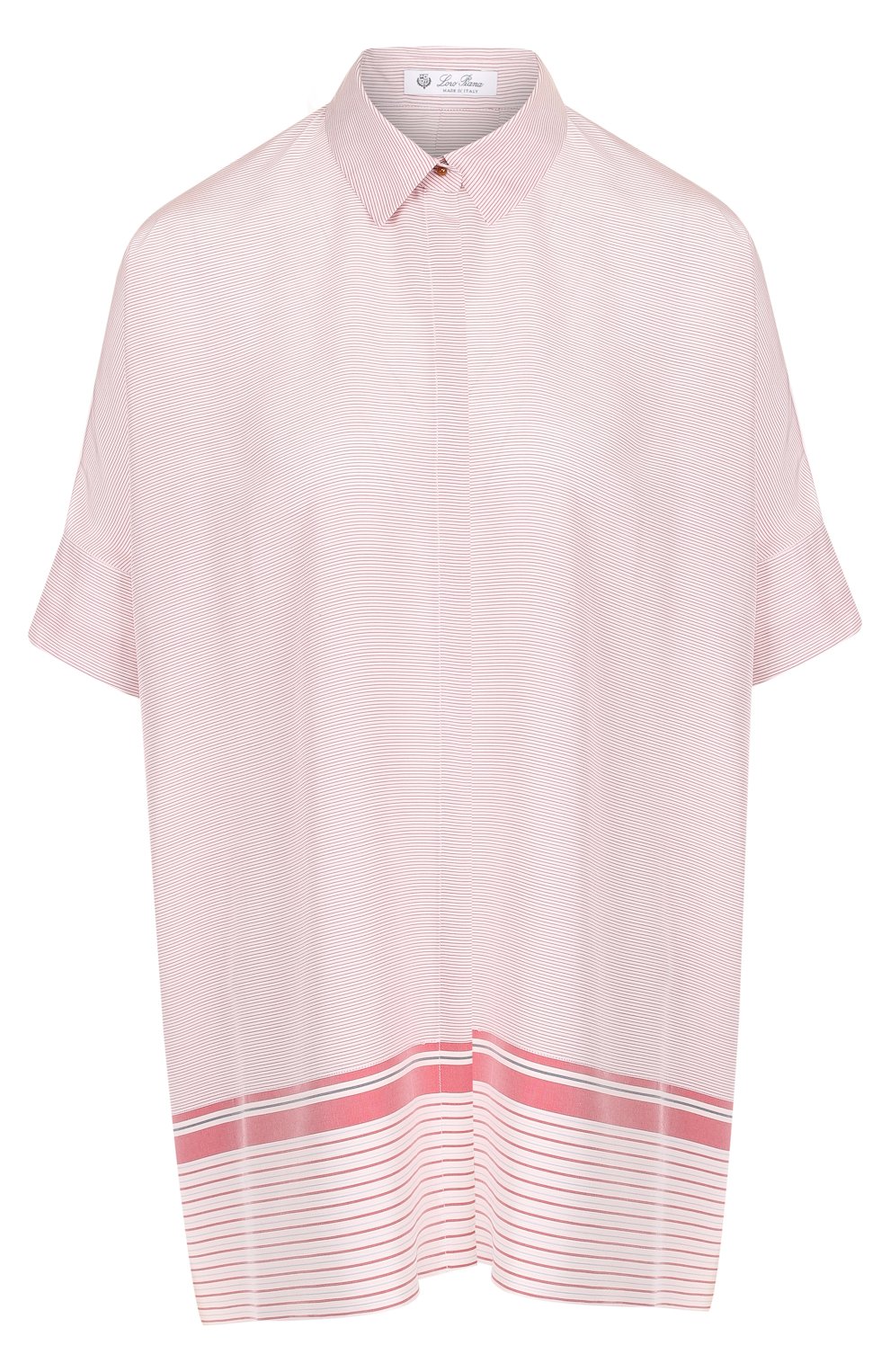 Шелковая блуза свободного кроя с коротким рукавом Loro Piana Розовый FAI1398 5261137