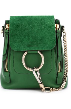 Женский зеленый рюкзак faye mini Chloé, арт. CHC17SS232HEU купить в ЦУМ | Фото №1 Рюкзак Faye mini Chloé зеленый | Фото №1