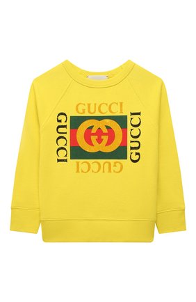 Детский хлопковый свитшот GUCCI желтого цвета по цене 32500 руб., арт. 483878/X3G97 | Фото 1 Детский хлопковый свитшот GUCCI желтого цвета, арт. 483878/X3G97 | Фото 1 (Материал внешний: Хлопок; Рукава: Длинные; Статус проверки: Проверена категория, Проверено; Принт: С принтом; Мальчики Кросс-КТ: Свитшот-одежда; Ростовка одежда: 10 - 11 лет | 140 - 146см, 4 года | 104 см, 5 лет | 110 см, 6 лет | 116 см, 8 лет | 128 см, 12 лет | 152 см)