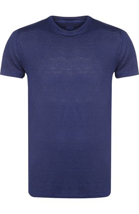 Мужская синяя льняная футболка с круглым вырезом 120% Lino, арт. N0M7288/E908/301 купить в ЦУМ | Фото №1 Льняная футболка с круглым вырезом 120% Lino синяя | Фото №1