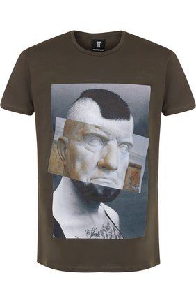 Мужская хаки хлопковая футболка с принтом Diego Venturino, арт. SS18-DV TS GCM купить в ЦУМ | Фото №1 Хлопковая футболка с принтом Diego Venturino хаки | Фото №1