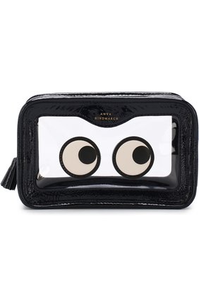 Женская темно-синяя кожаная косметичка eyes Anya Hindmarch, арт. 5050925997133 купить в ЦУМ | Фото №1 Кожаная косметичка Eyes Anya Hindmarch темно-синяя | Фото №1