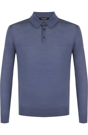 Мужское шерстяное поло с длинными рукавами ERMENEGILDO ZEGNA синего цвета по цене 62800 руб., арт. UPM00/132 | Фото 1 Мужское шерстяное поло с длинными рукавами ERMENEGILDO ZEGNA синего цвета, арт. UPM00/132 | Фото 1