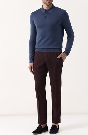 Мужское шерстяное поло с длинными рукавами ERMENEGILDO ZEGNA синего цвета по цене 62800 руб., арт. UPM00/132 | Фото 2 Мужское шерстяное поло с длинными рукавами ERMENEGILDO ZEGNA синего цвета, арт. UPM00/132 | Фото 2