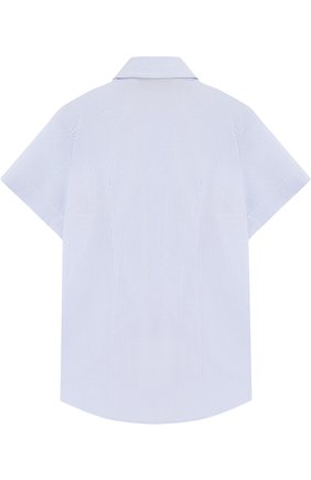 Детская хлопковая рубашка прямого кроя с короткими рукавами DAL LAGO голубого цвета, арт. N403/8418/7-12 | Фото 2 (Рукава: Короткие; Материал внешний: Хлопок; Принт: Без принта; Случай: Повседневный; Статус проверки: Проверена категория)