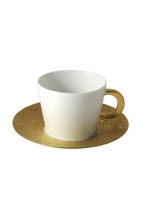 Кофейная чашка с блюдцем ecume or BERNARDAUD белого цвета, арт. 0739/83 | Фото 1 (Статус проверки: Проверена категория; Интерьер_коллекция: Ecume gold; Ограничения доставки: fragile-2)
