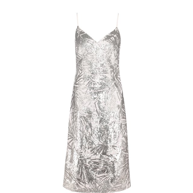 Приталенное шелковое платье-миди с пайетками Michael Kors Collection