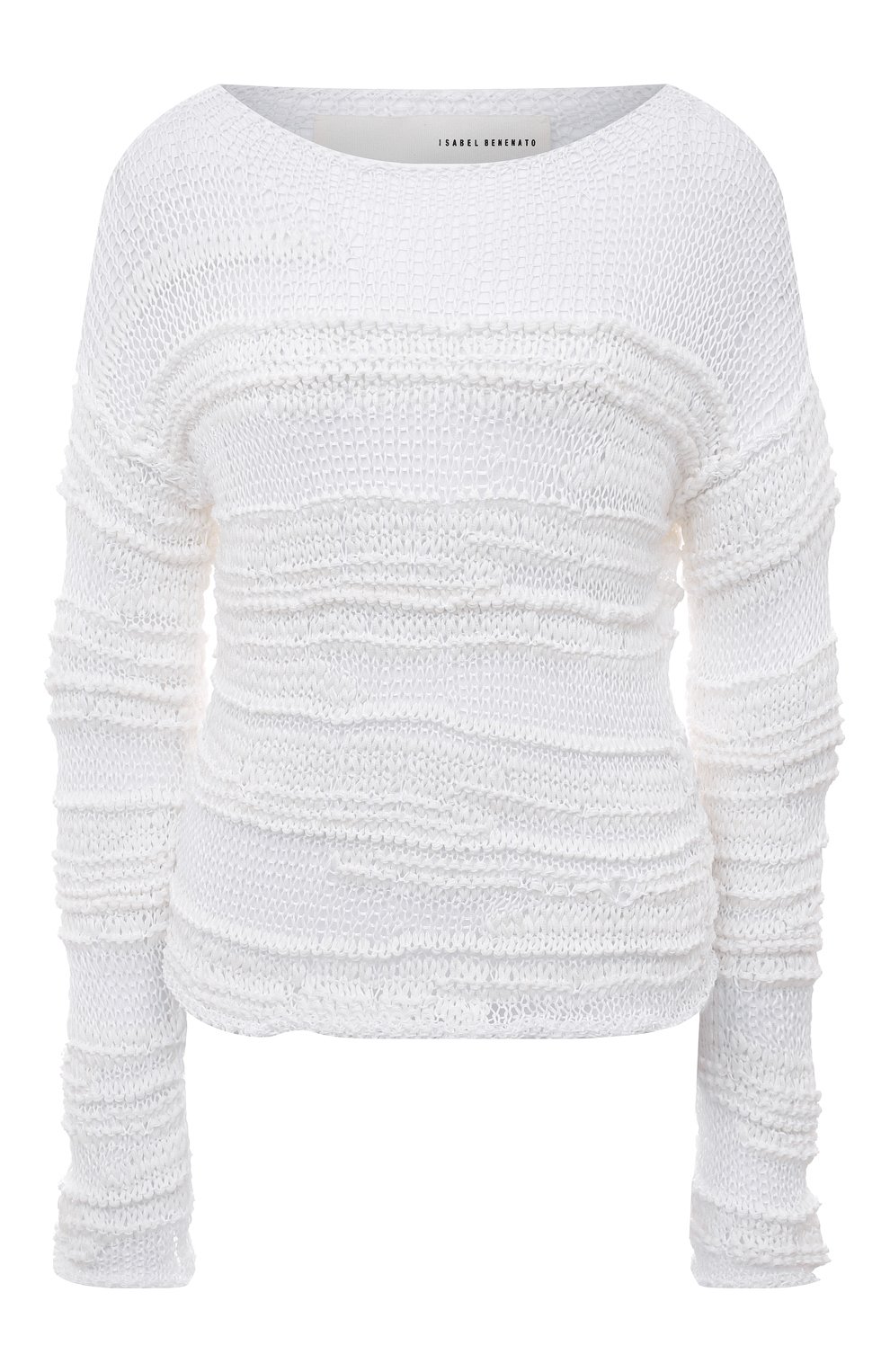 Трикотаж Isabel Benenato, Хлопковый пуловер Isabel Benenato, Италия, Белый, Хлопок: 91%; Полиамид: 9%;, 3475982  - купить