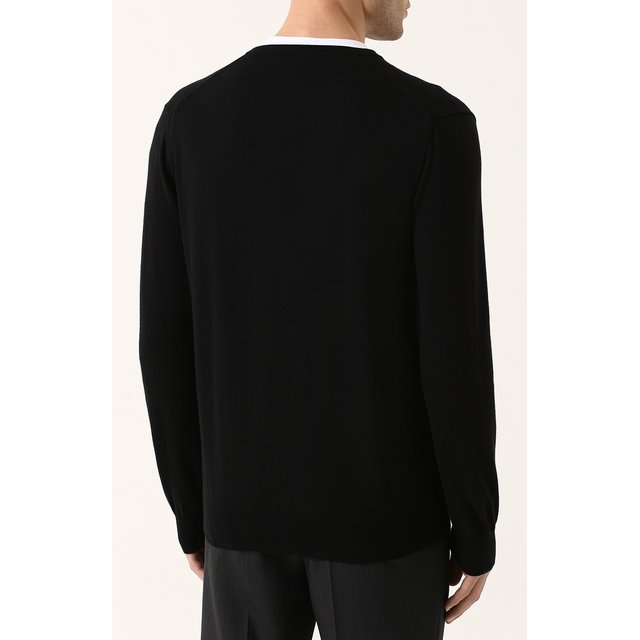 Хлопковый пуловер тонкой вязки Polo Ralph Lauren 710670789, цвет чёрный, размер 48 - фото 4