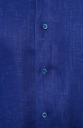 Мужская льняная рубашка с короткими рукавами ZILLI синего цвета, арт. MFP-MERCU-17092/0001 | Фото 5 (Воротник: Акула; Рукава: Короткие; Случай: Повседневный; Длина (для топов): Стандартные; Материал внешний: Лен; Статус проверки: Проверено, Проверена категория; Принт: Однотонные)