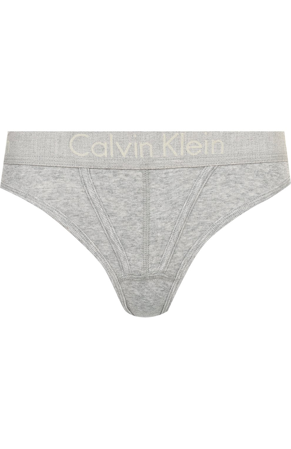 Женские серые хлопковые трусы-стринги с логотипом бренда CALVIN KLEIN ...