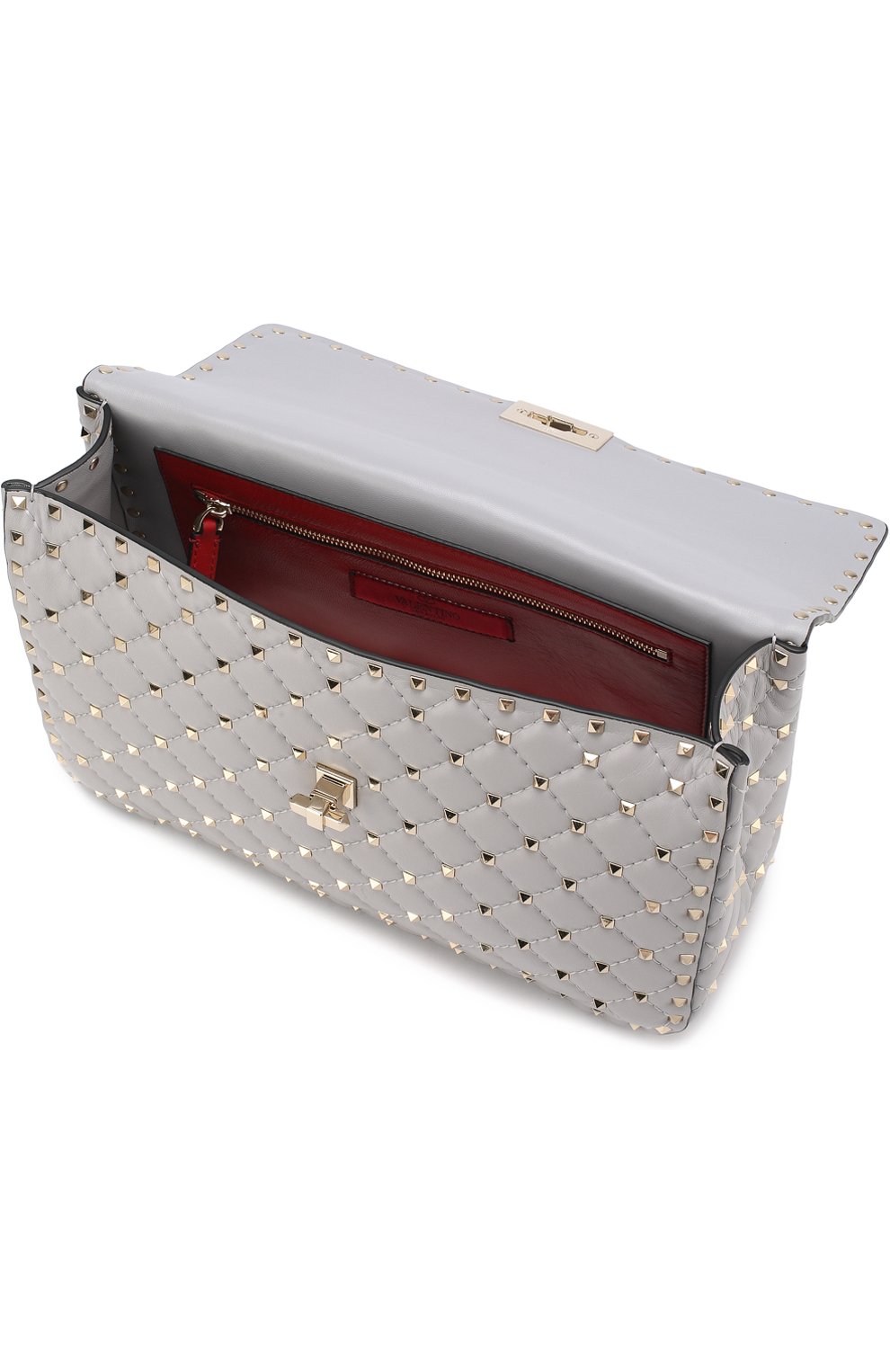 Женская сумка valentino garavani rockstud spike large VALENTINO светло-серого цвета по цене 184000 руб., арт. PW0B0121/NAP | Фото 4 Женская сумка valentino garavani rockstud spike large VALENTINO светло-серого цвета, арт. PW0B0121/NAP | Фото 4