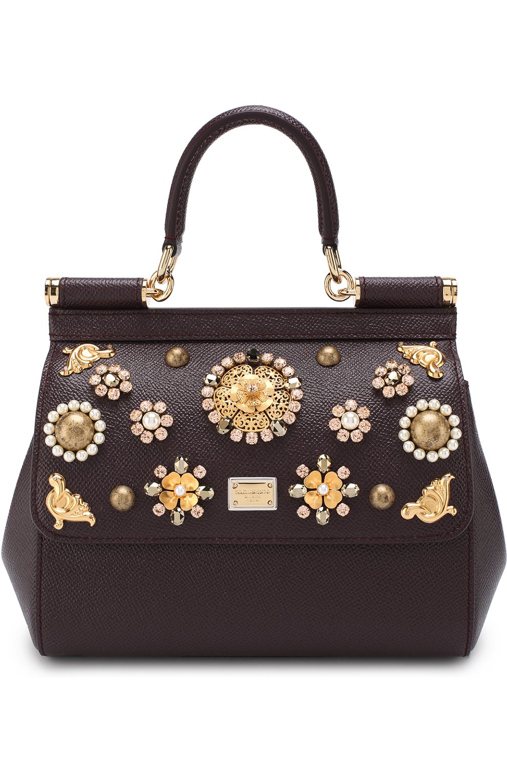 Женская сумка sicily small с аппликациями DOLCE & GABBANA бордового цвета, арт. BB6003/B5230 | Фото 1