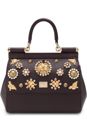 Женская сумка sicily small с аппликациями DOLCE & GABBANA бордового цвета по цене 147000 руб., арт. BB6003/B5230 | Фото 1 Женская сумка sicily small с аппликациями DOLCE & GABBANA бордового цвета, арт. BB6003/B5230 | Фото 1