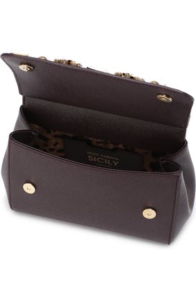 Женская сумка sicily small с аппликациями DOLCE & GABBANA бордового цвета по цене 147000 руб., арт. BB6003/B5230 | Фото 4 Женская сумка sicily small с аппликациями DOLCE & GABBANA бордового цвета, арт. BB6003/B5230 | Фото 4