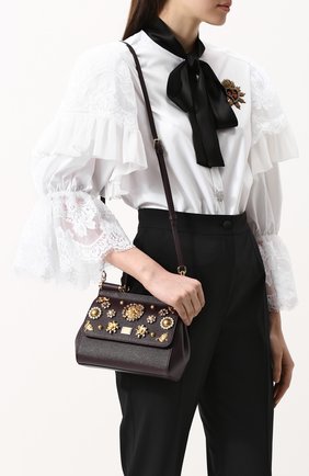 Женская сумка sicily small с аппликациями DOLCE & GABBANA бордового цвета по цене 147000 руб., арт. BB6003/B5230 | Фото 5 Женская сумка sicily small с аппликациями DOLCE & GABBANA бордового цвета, арт. BB6003/B5230 | Фото 5