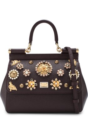 Женская сумка sicily small с аппликациями DOLCE & GABBANA бордового цвета по цене 147000 руб., арт. BB6003/B5230 | Фото 6 Женская сумка sicily small с аппликациями DOLCE & GABBANA бордового цвета, арт. BB6003/B5230 | Фото 6