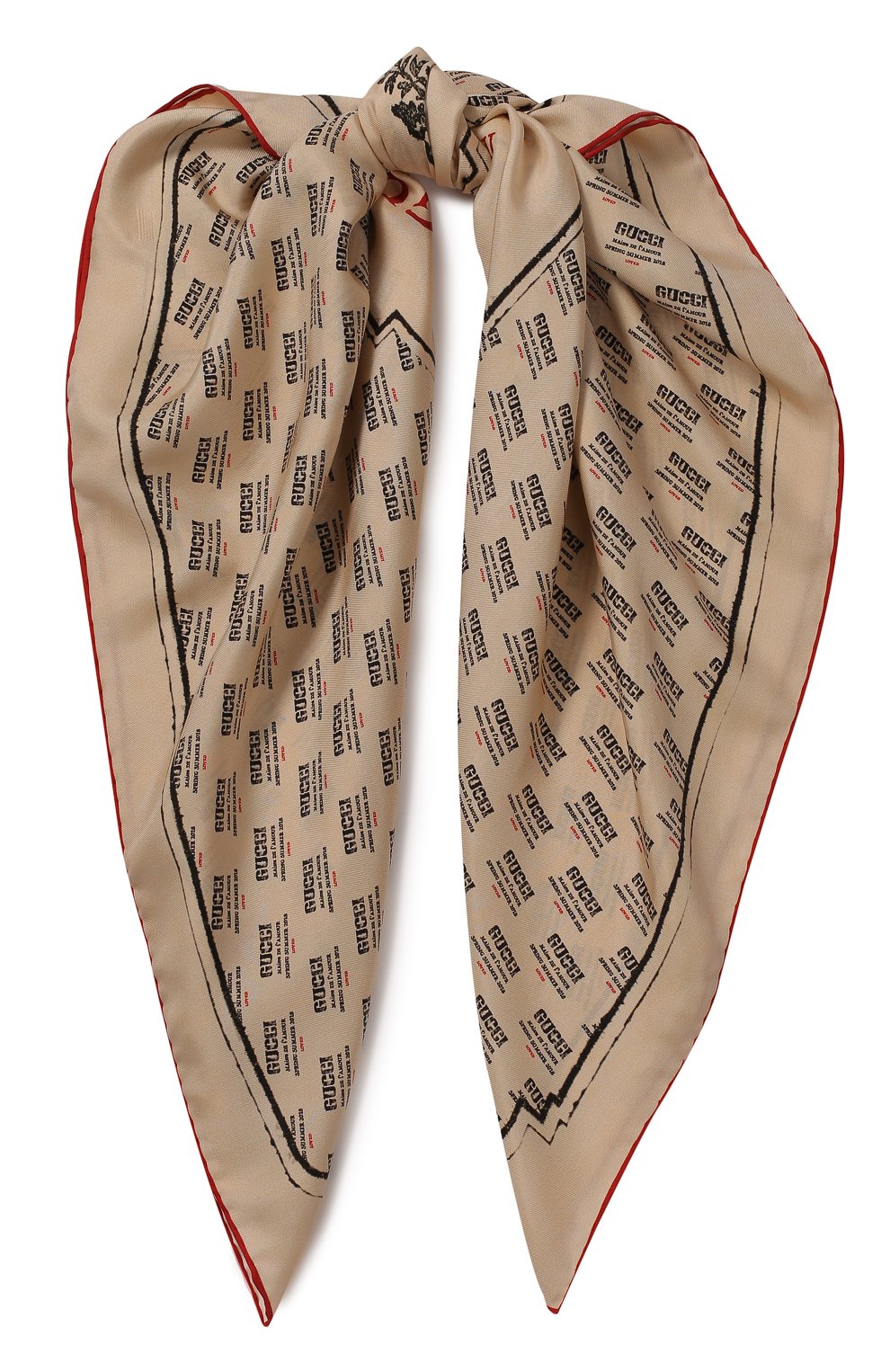 Женский шелковый платок с принтом GUCCI бежевого цвета, арт. 513126/3G001 | Фото 1