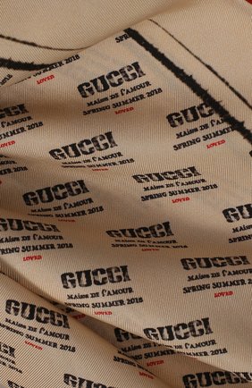 Женский шелковый платок с принтом GUCCI бежевого цвета по цене 28000 руб., арт. 513126/3G001 | Фото 2 Женский шелковый платок с принтом GUCCI бежевого цвета, арт. 513126/3G001 | Фото 2