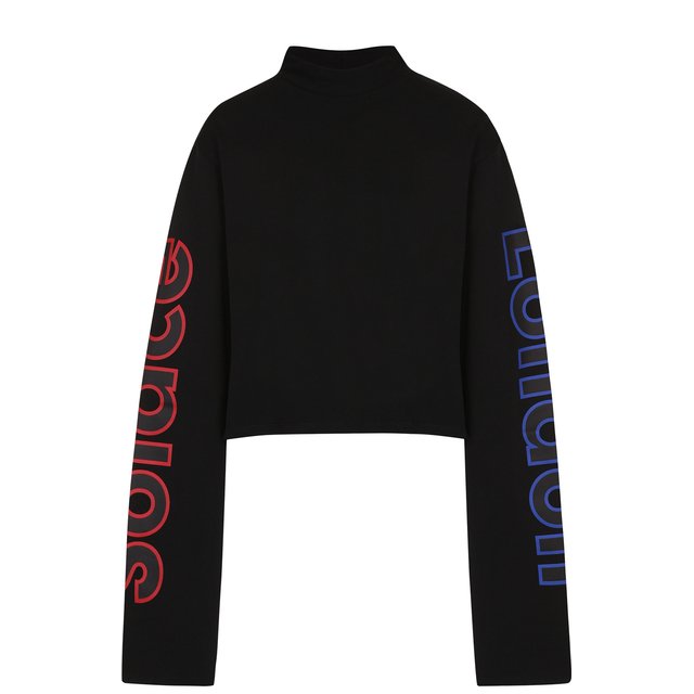 Укороченный пуловер из хлопка с объемными рукавами  Solace черного цвета