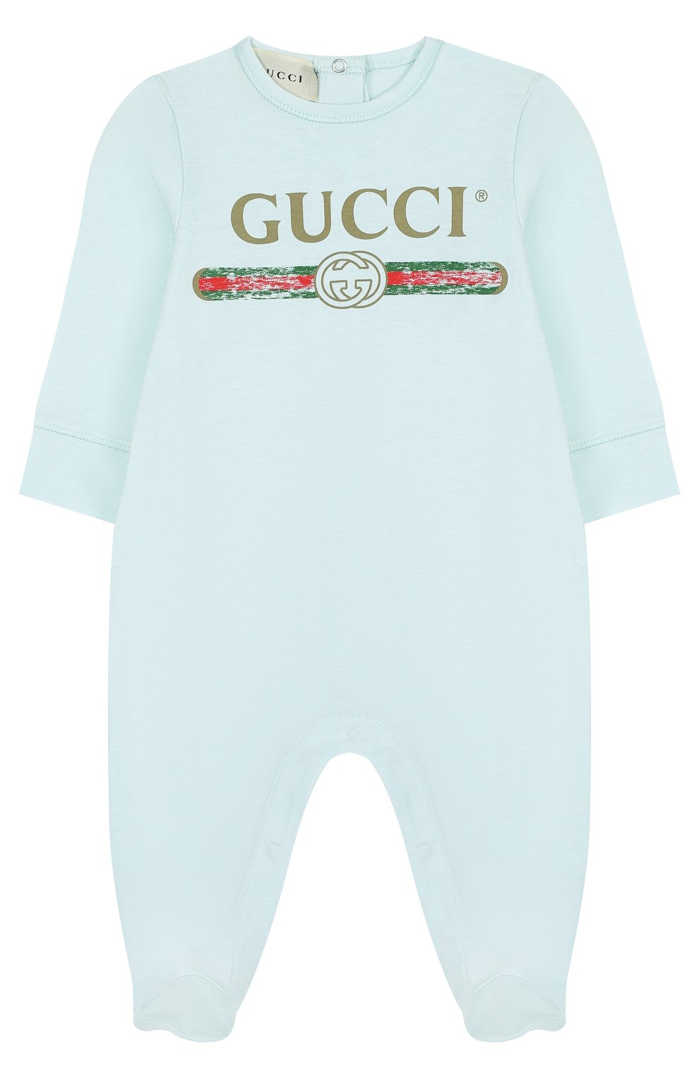 Детский хлопковая пижама с логотипом бренда GUCCI голубого цвета, арт. 504123/X3L64 | Фото 1
