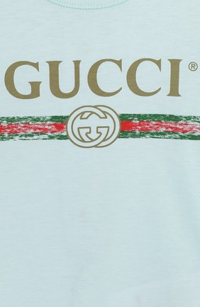 Детский хлопковая пижама с логотипом бренда GUCCI голубого цвета по цене 15100 руб., арт. 504123/X3L64 | Фото 3 Детский хлопковая пижама с логотипом бренда GUCCI голубого цвета, арт. 504123/X3L64 | Фото 3
