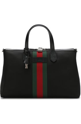 Мужская текстильная дорожная сумка с отделкой web GUCCI черного цвета по цене 73000 руб., арт. 359261/KWT7N | Фото 1 Мужская текстильная дорожная сумка с отделкой web GUCCI черного цвета, арт. 359261/KWT7N | Фото 1