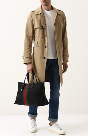 Мужская текстильная дорожная сумка с отделкой web GUCCI черного цвета по цене 73000 руб., арт. 359261/KWT7N | Фото 2 Мужская текстильная дорожная сумка с отделкой web GUCCI черного цвета, арт. 359261/KWT7N | Фото 2