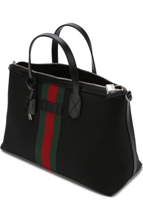 Мужская текстильная дорожная сумка с отделкой web GUCCI черного цвета по цене 73000 руб., арт. 359261/KWT7N | Фото 4 Мужская текстильная дорожная сумка с отделкой web GUCCI черного цвета, арт. 359261/KWT7N | Фото 4