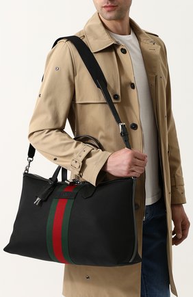 Мужская текстильная дорожная сумка с отделкой web GUCCI черного цвета по цене 73000 руб., арт. 359261/KWT7N | Фото 5 Мужская текстильная дорожная сумка с отделкой web GUCCI черного цвета, арт. 359261/KWT7N | Фото 5
